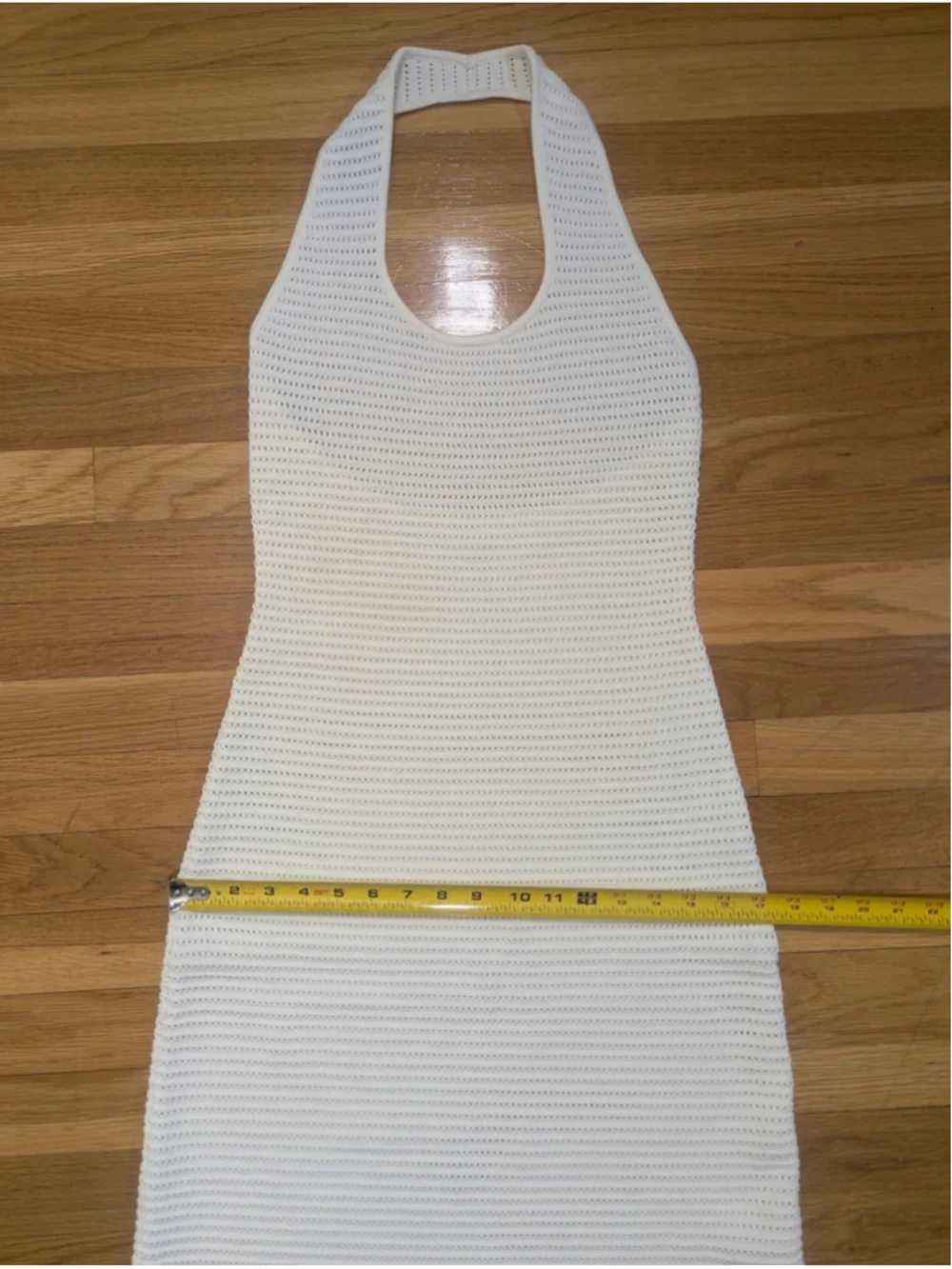 COMMENSE Semi-Sheer Knit Backless Dress Ivory White Halter Neck Maxi Medium - Picture 11 of 13